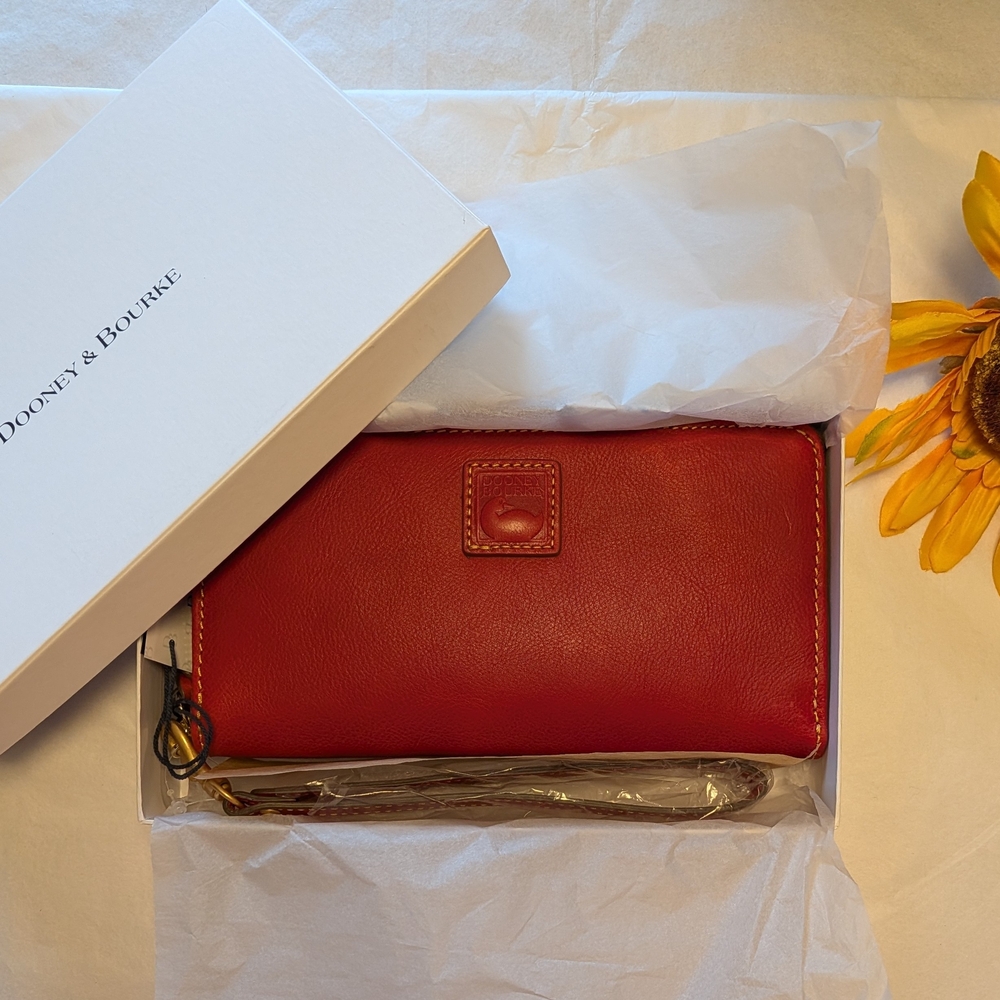 NWT! Dooney and Bourke Florentine Leather Wallet  in RED - MSRP $228